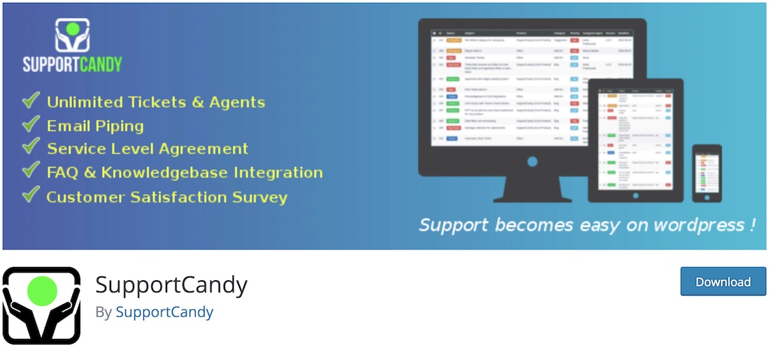 plugin de asistență pentru serviciul clienți supportcandy pentru wordpress