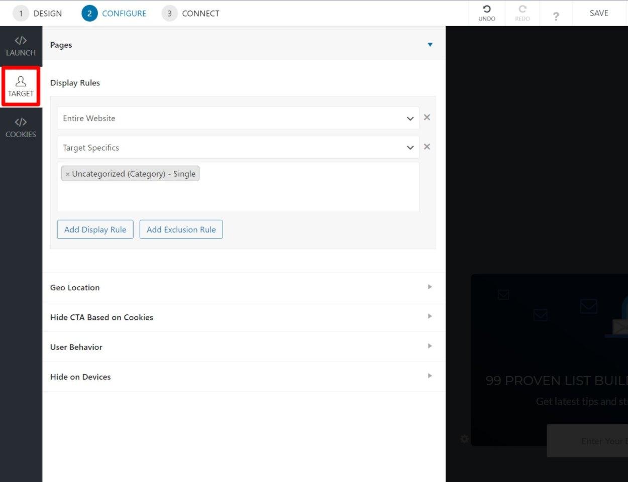 Regras de destino do Convert Pro