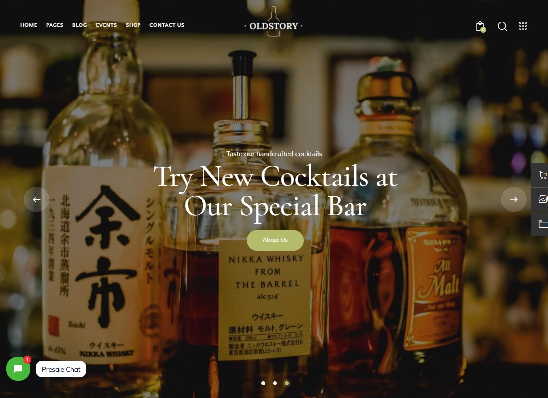 OldStory - 威士忌吧 |酒吧 |餐厅 WordPress 主题