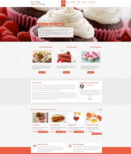 Tema WordPress Cake Bakery - Justshop