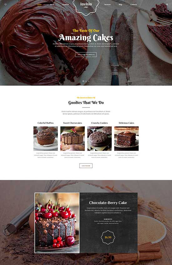 Invisio Cakes - Tema WordPress Sweet Bakery