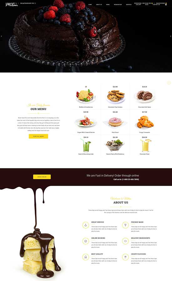 Milano : Tema WordPress Panetteria/Caffè/Vegan/Ristorante