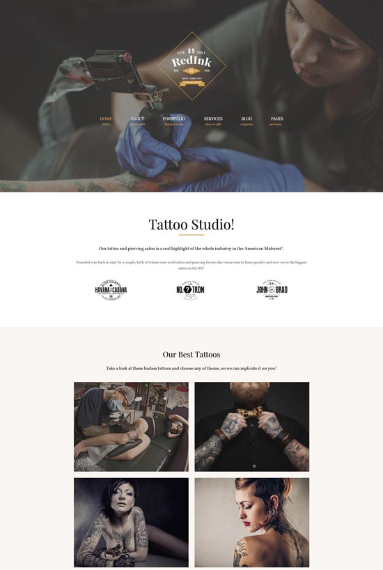 redink tatuaż salon wordpress motyw