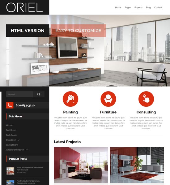 oriel 인테리어 디자인 html5 템플릿