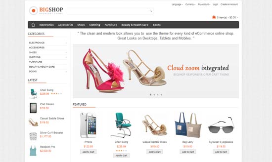 Bigshop 干净且完全响应的 opencart 主题