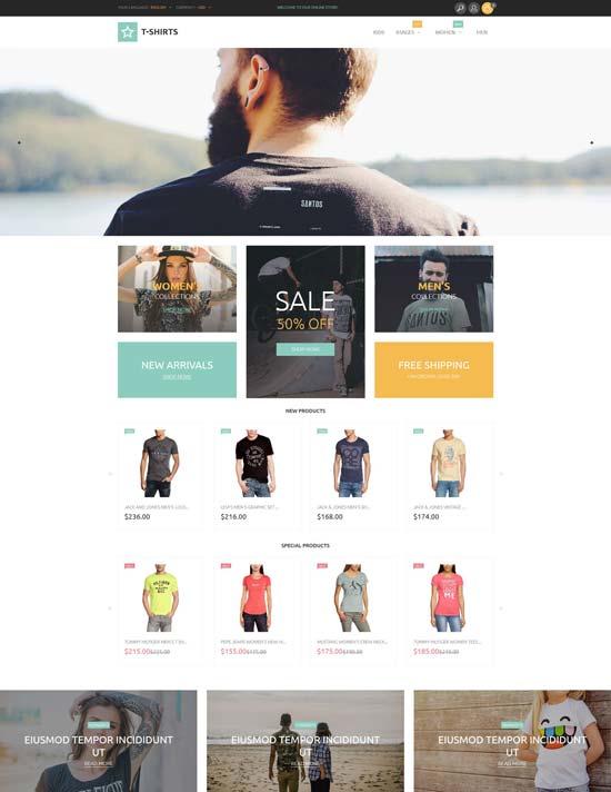 t-shirts Magento-Thema