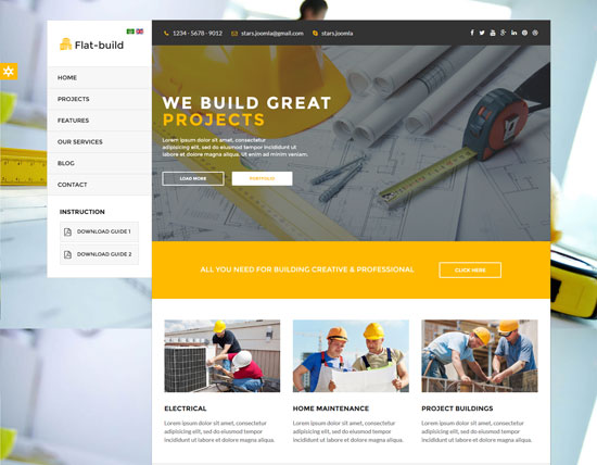 flatbuild 施工 joomla 模板