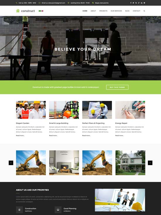 构建施工joomla模板