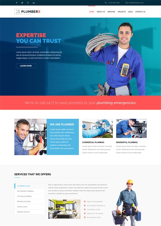 水管工 水管工 建筑 joomla 模板