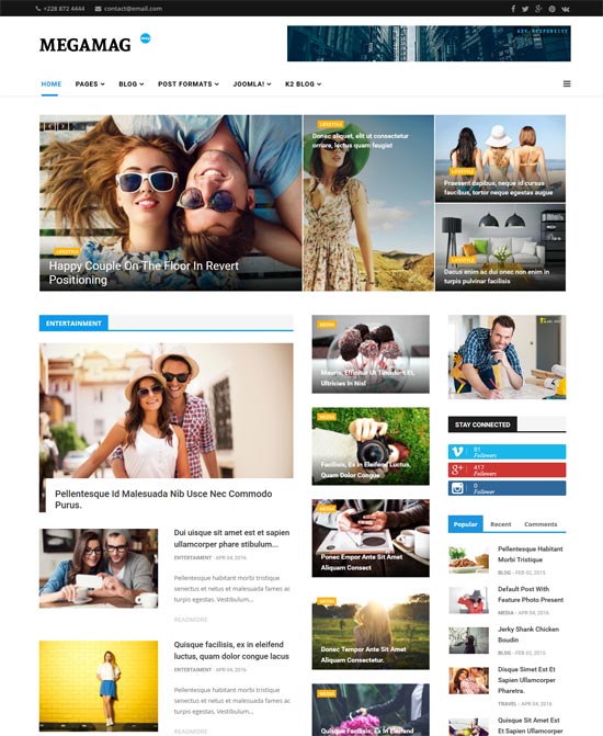 megamag k2 杂志 joomla 响应式模板
