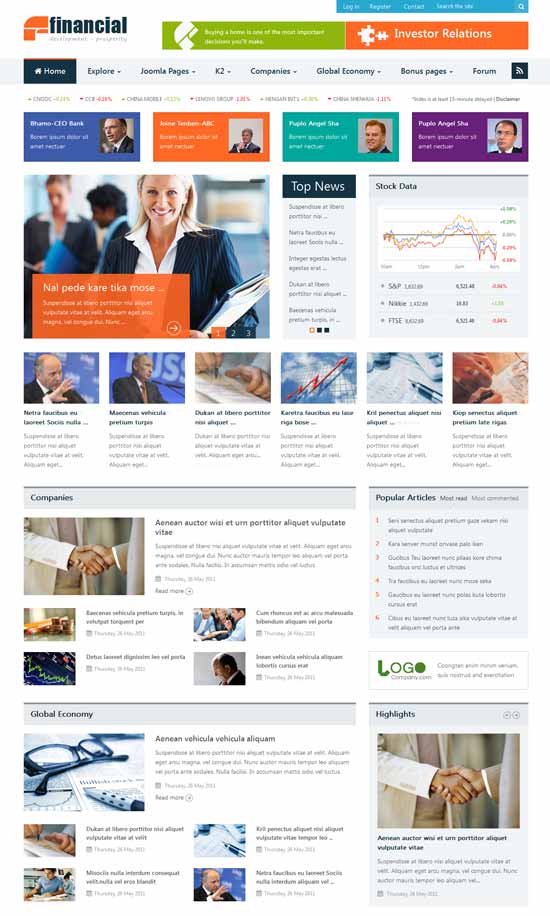 财务响应-Joomla-新闻-模板