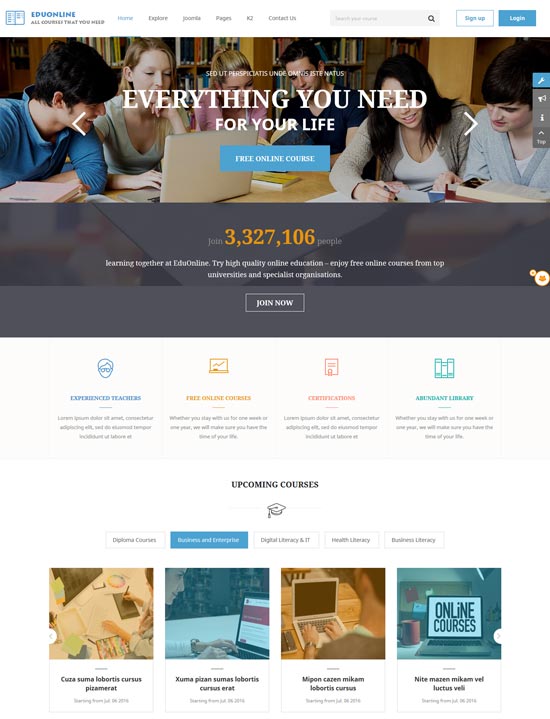 eduonline教育大学joomla模板