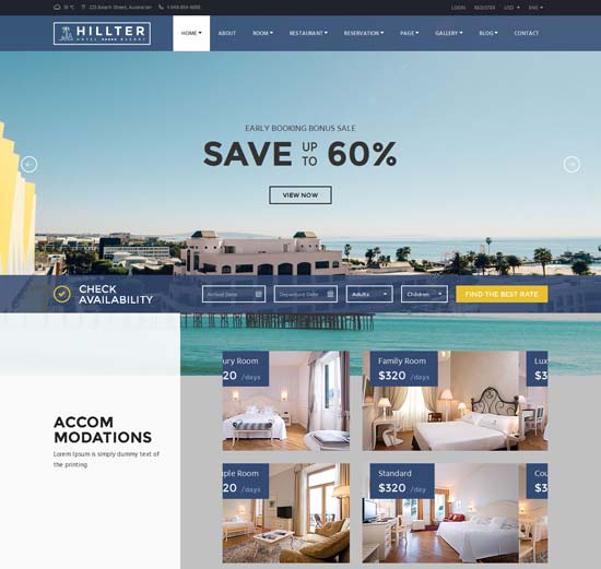 Hillter - 酒店预订 HTML5 模板
