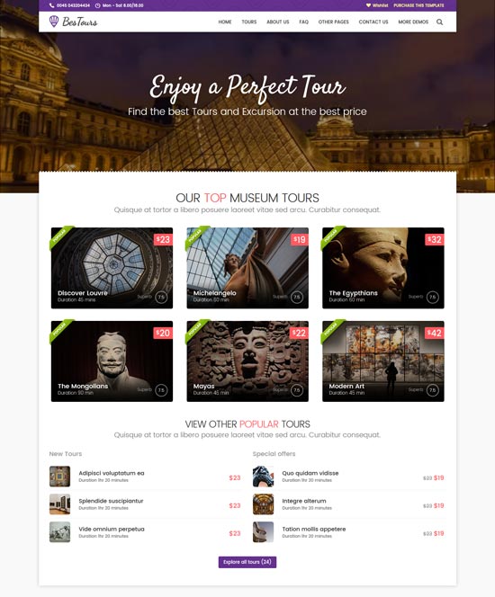 plantilla html de viajes de bestours tours