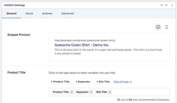 AIOSEO 产品标题优化 - WPBeginner AIOSEO Product Title Optimization
