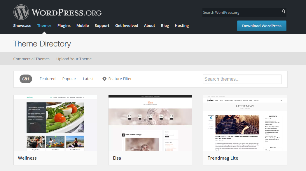 istediğiniz WordPress temasını bulun