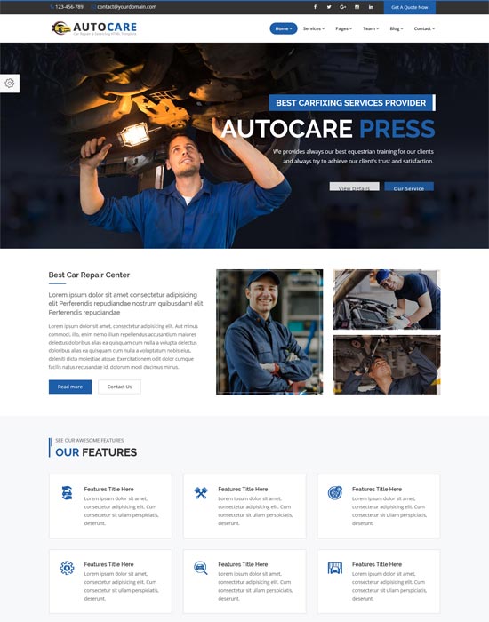 قالب html لتصليح السيارات autocarepress