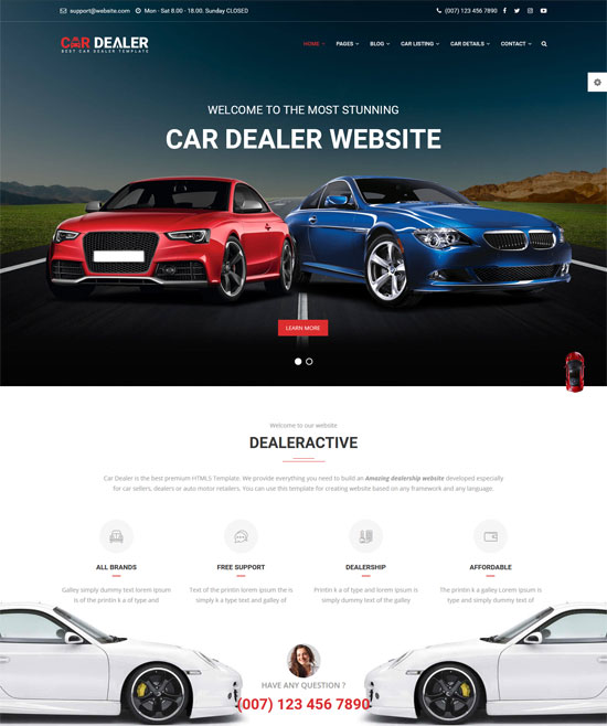 تاجر السيارات السيارات تستجيب قالب html5