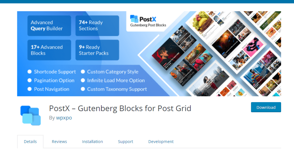 PostX – Post Grid용 Gutenberg 블록 WordPress용 Post 그리드 플러그인