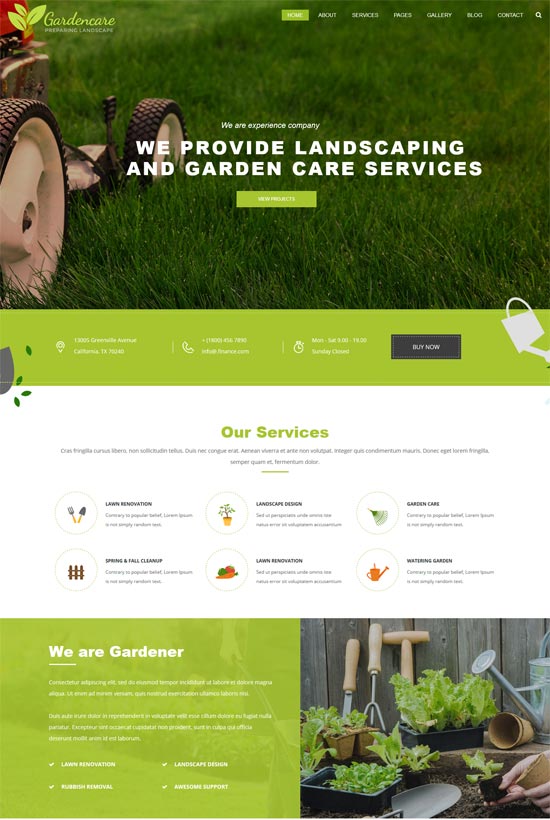 العناية بالحدائق والبستنة والمناظر الطبيعية قالب bootstrap