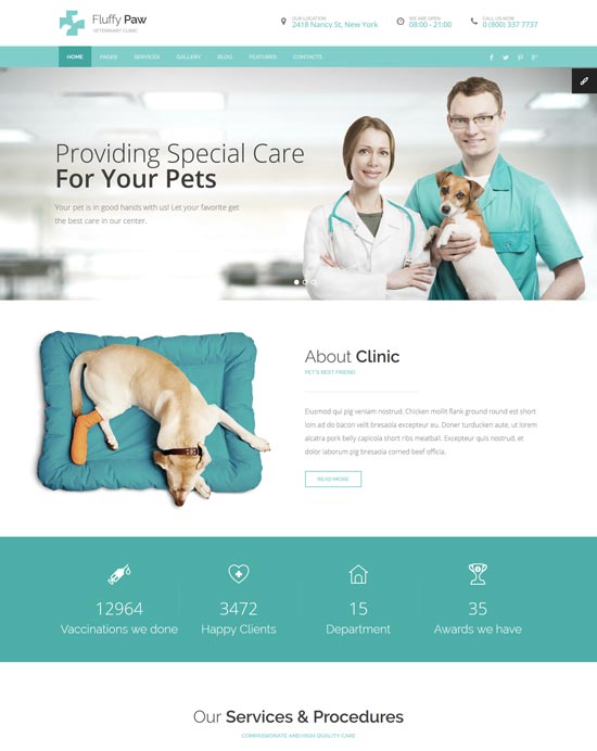 plantilla html de cuidado de mascotas fluffypaw
