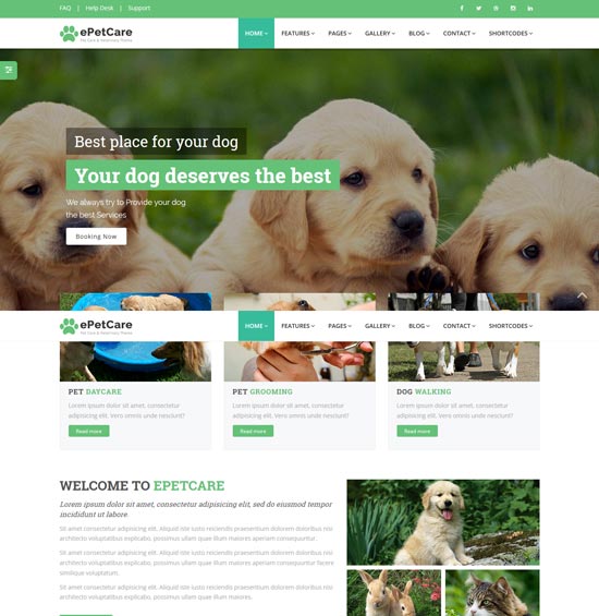 plantilla html5 de cuidado de mascotas epetcare