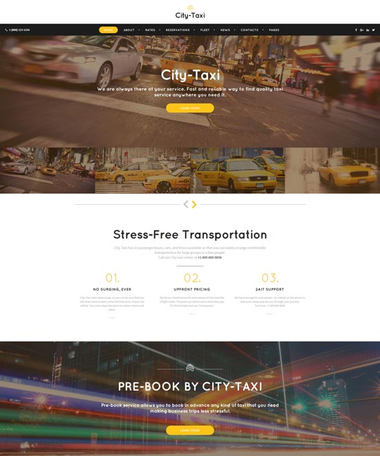 Vorlage für die Website eines städtischen Taxidienstes