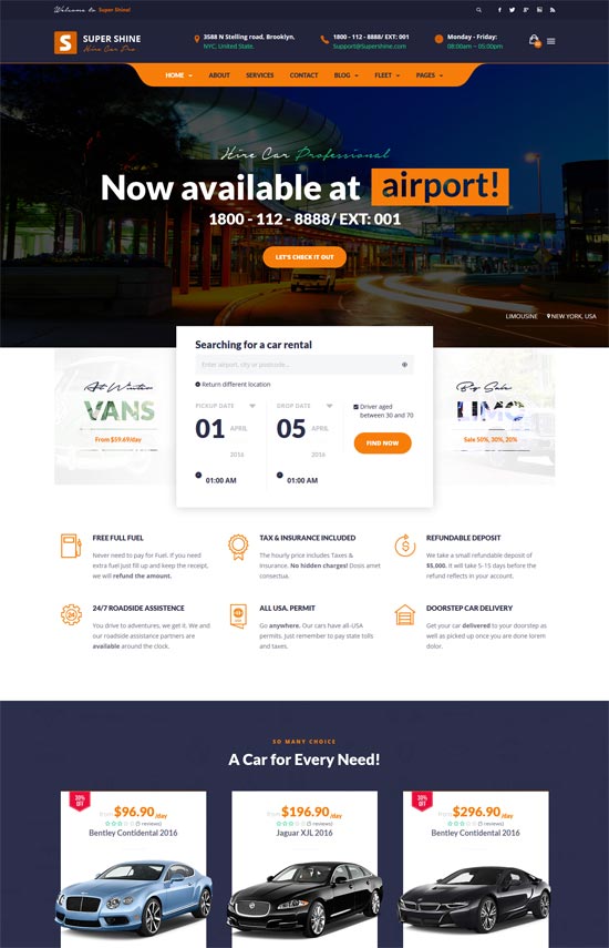 supershine autovermietung html-vorlage