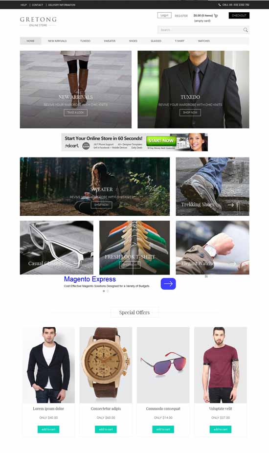 Modello reattivo per e-commerce Fre-Flat