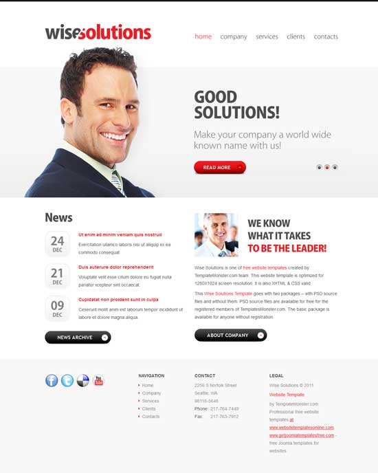 قالب موقع ويب للأعمال Wise-Solutions-Free-HTML5