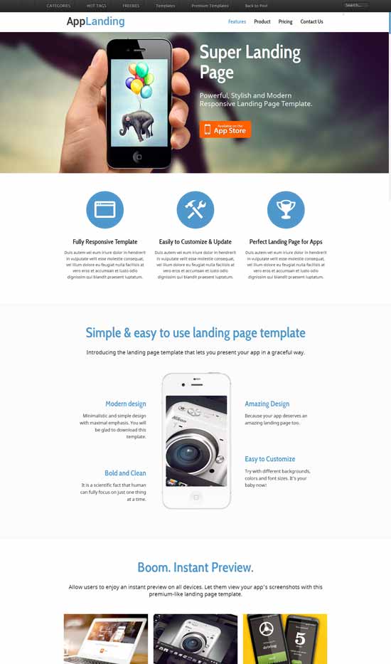 Modelo de site de página de destino de aplicativo responsivo gratuito