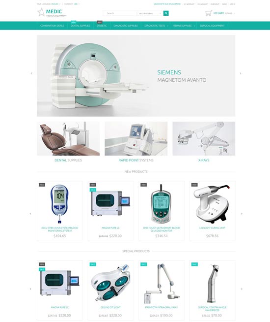 المعدات الطبية magento theme 53530