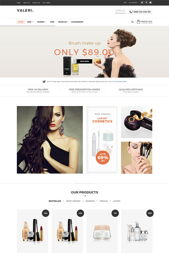 tema opencart de salões de beleza valeri spa