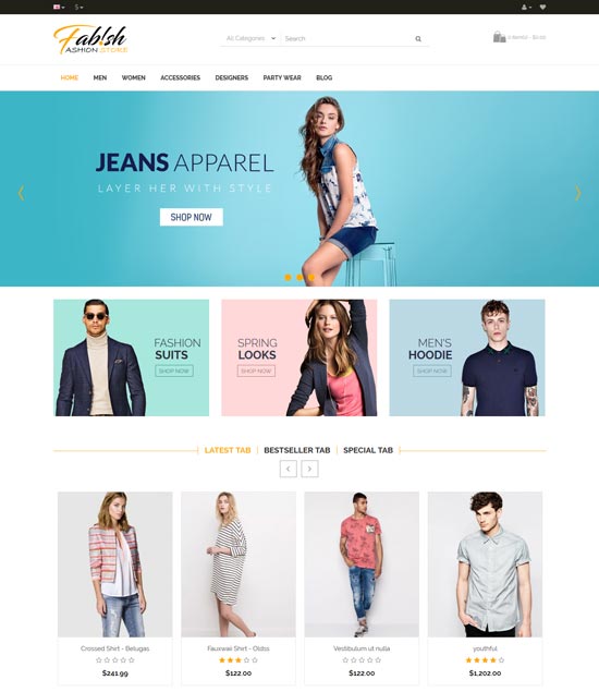 أزياء الملابس fabish موضوع opencart تستجيب