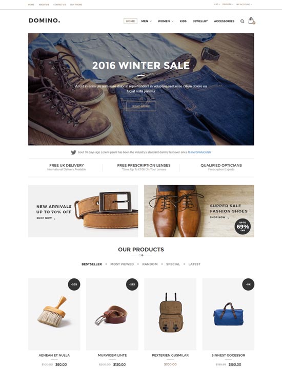 أزياء الدومينو موضوع opencart