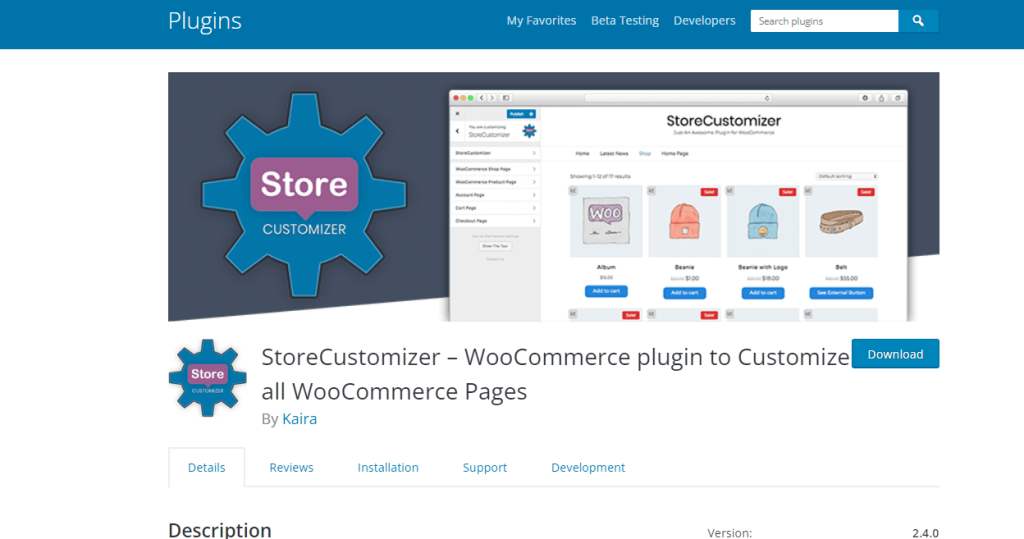 plugin WordPress Woocommerce de personnalisateur de magasin