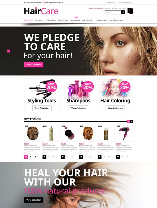 tema perawatan rambut magento