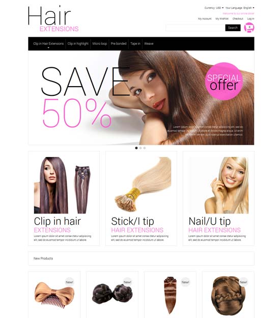 ekstensi rambut tema magento