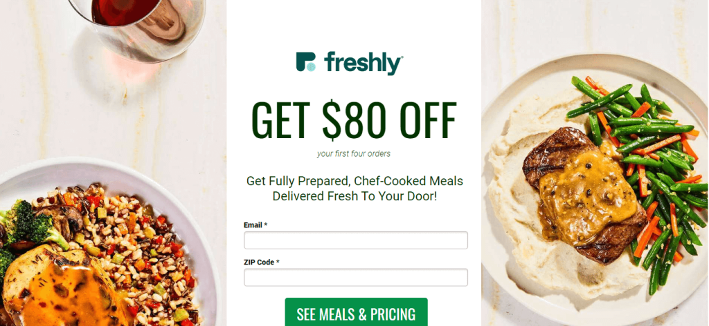 Freshly é um dos melhores exemplos de landing pages