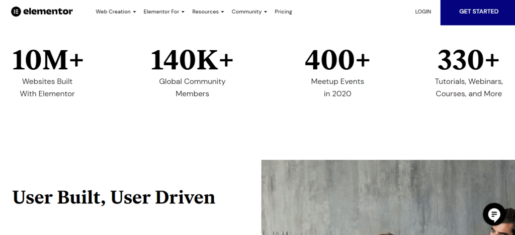 Elementor é um dos melhores exemplos de landing pages