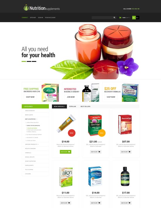 Prestashop-Theme für Ernährungsprodukte