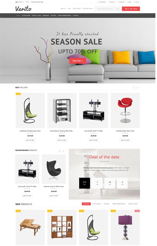 magazin de mobilă verito tema magento receptivă