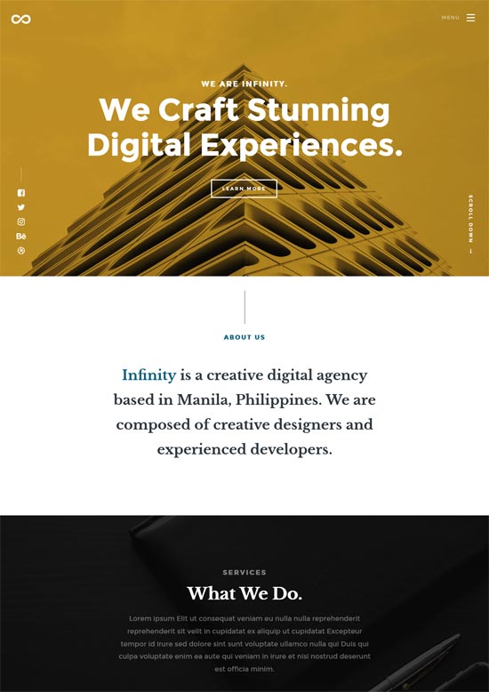 Plantilla de sitio web html5 de una página sin infinito