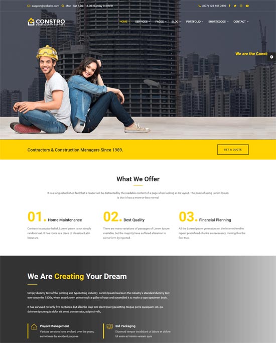 șablon html5 constro construction
