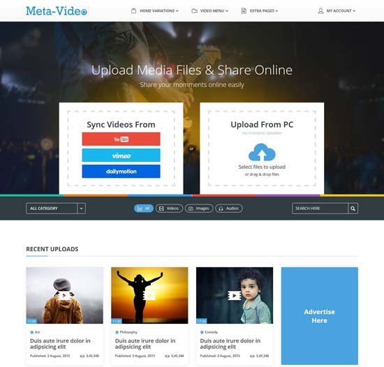 soziale html-vorlage für meta-videos