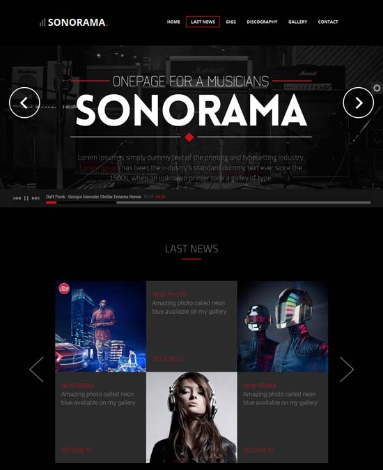 Sonorama-Onepage-Musik-Vorlage