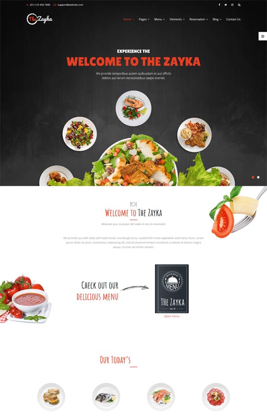 die html5-vorlage für das zayka restaurant food cafe
