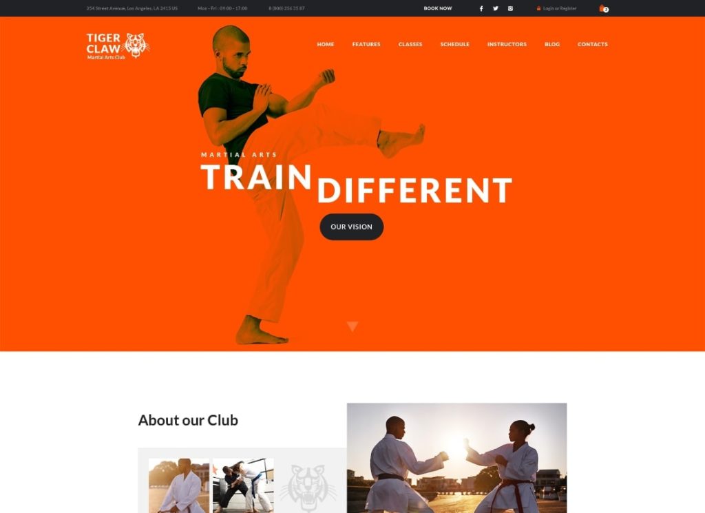 Gheara de tigru | Tema WordPress pentru școala de arte marțiale și centrul de fitness