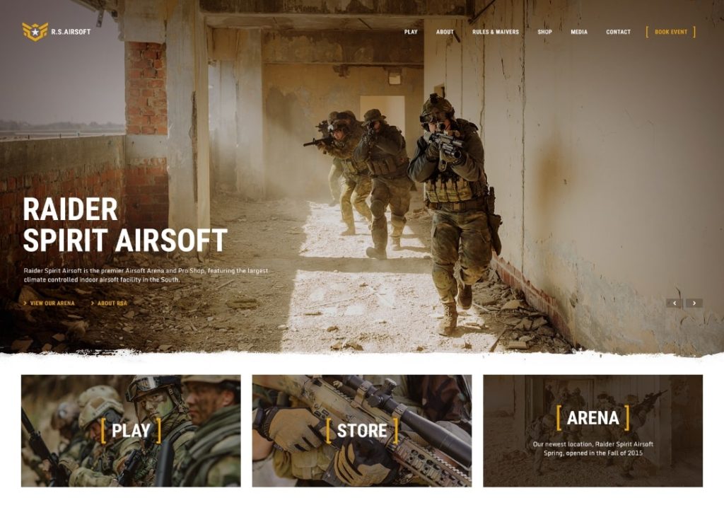 Spiritul Raider | Tema WordPress Airsoft Club și Paintball