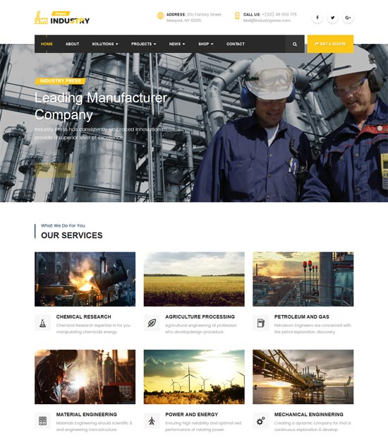Șablon html pentru presa industrială pentru afaceri industriale